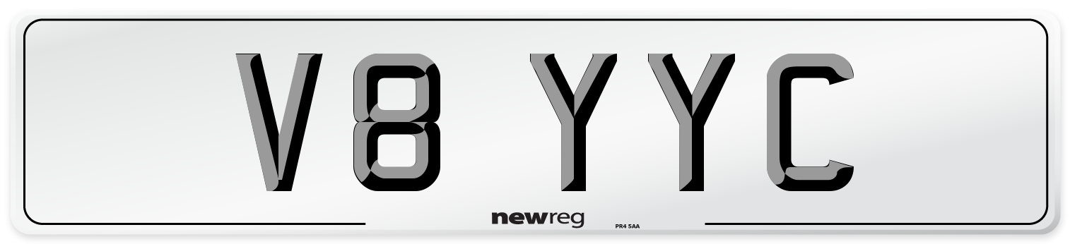 V8 YYC Number Plate from New Reg
